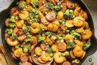 Gluten Free Hot Honey Shrimp and Sausage Skillet