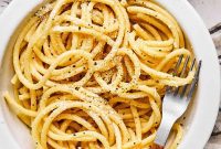 Simple 5 Ingredient Gluten Free Bucatini Cacio e Pepe