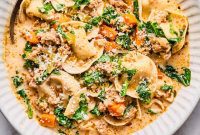 Comforting Slow Cooker Creamy Sausage Tortellini Soup