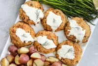 Zesty Lemon Caper Sheet Pan Salmon Cakes Paleo