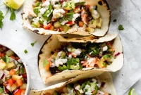 Smoky Salmon Tacos, Tropical Pineapple Punch