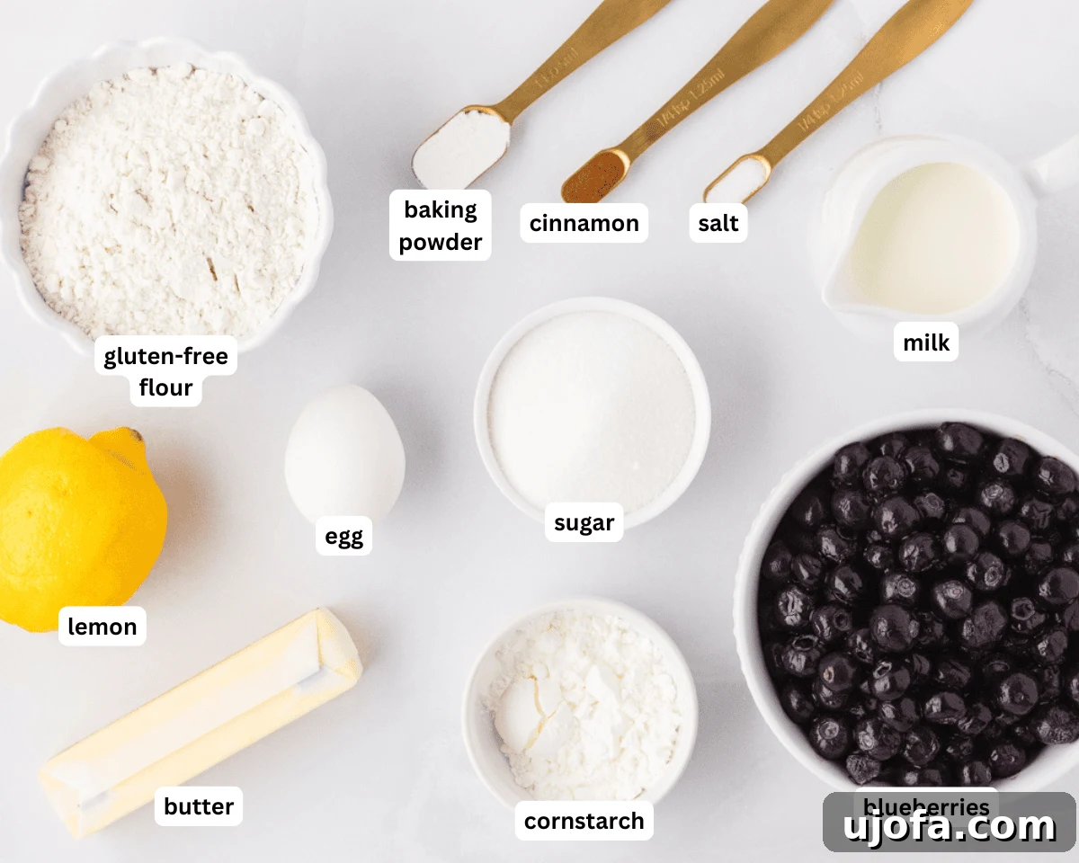 Gluten-free blueberry cobbler ingredients