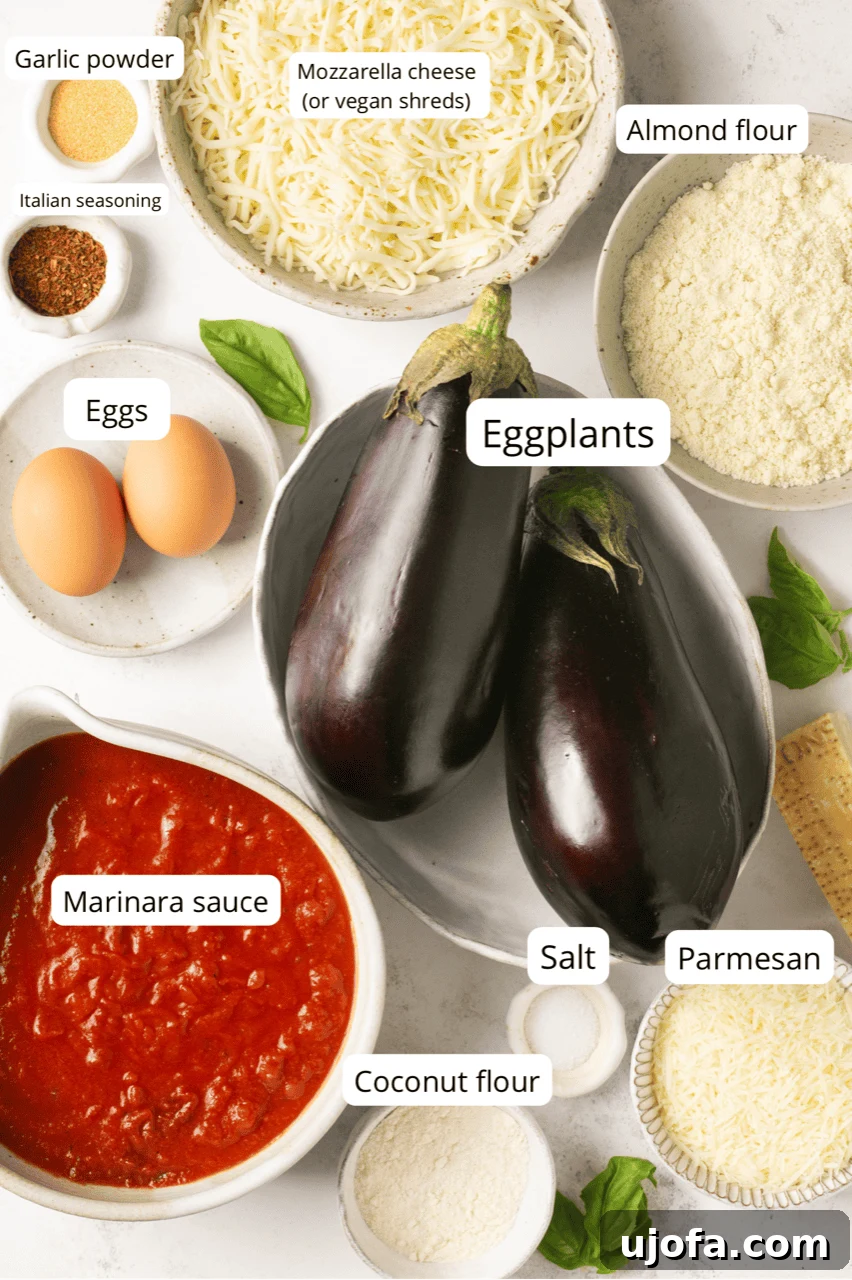 ingredients for grain free eggplant parmesan
