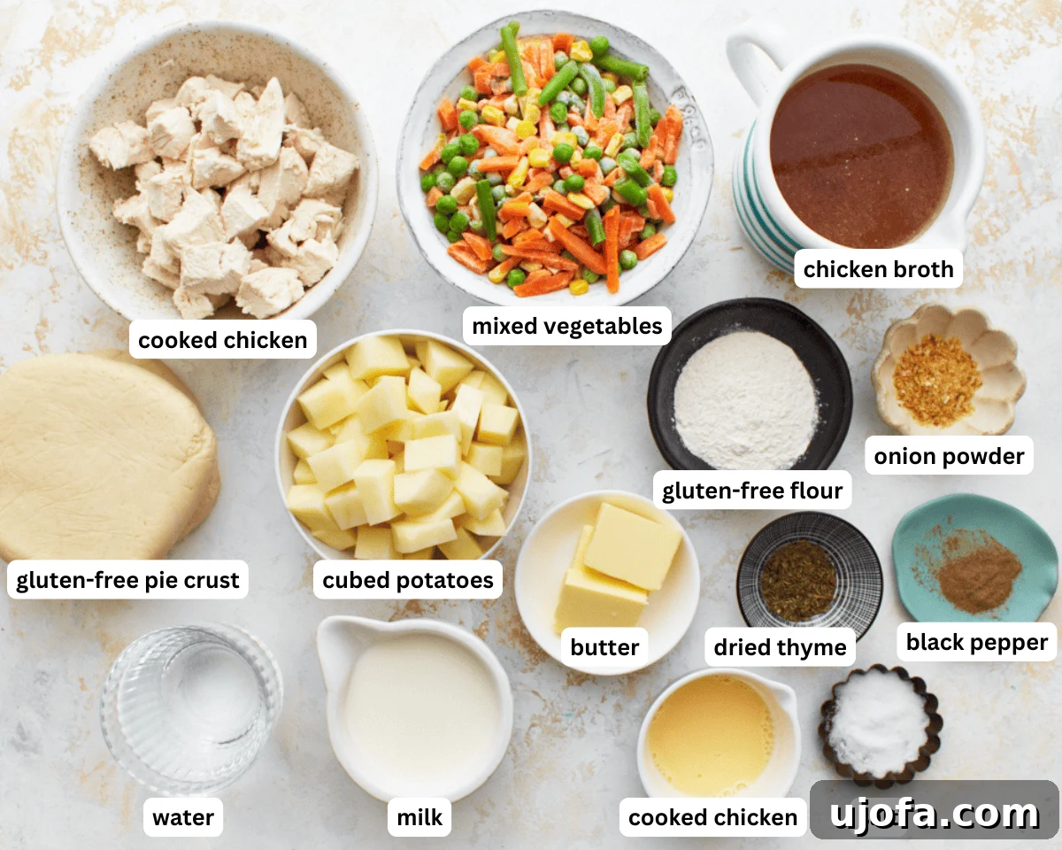 The Ultimate Gluten-Free Chicken Pot Pie 3 ingredients from above of gluten free pot pie