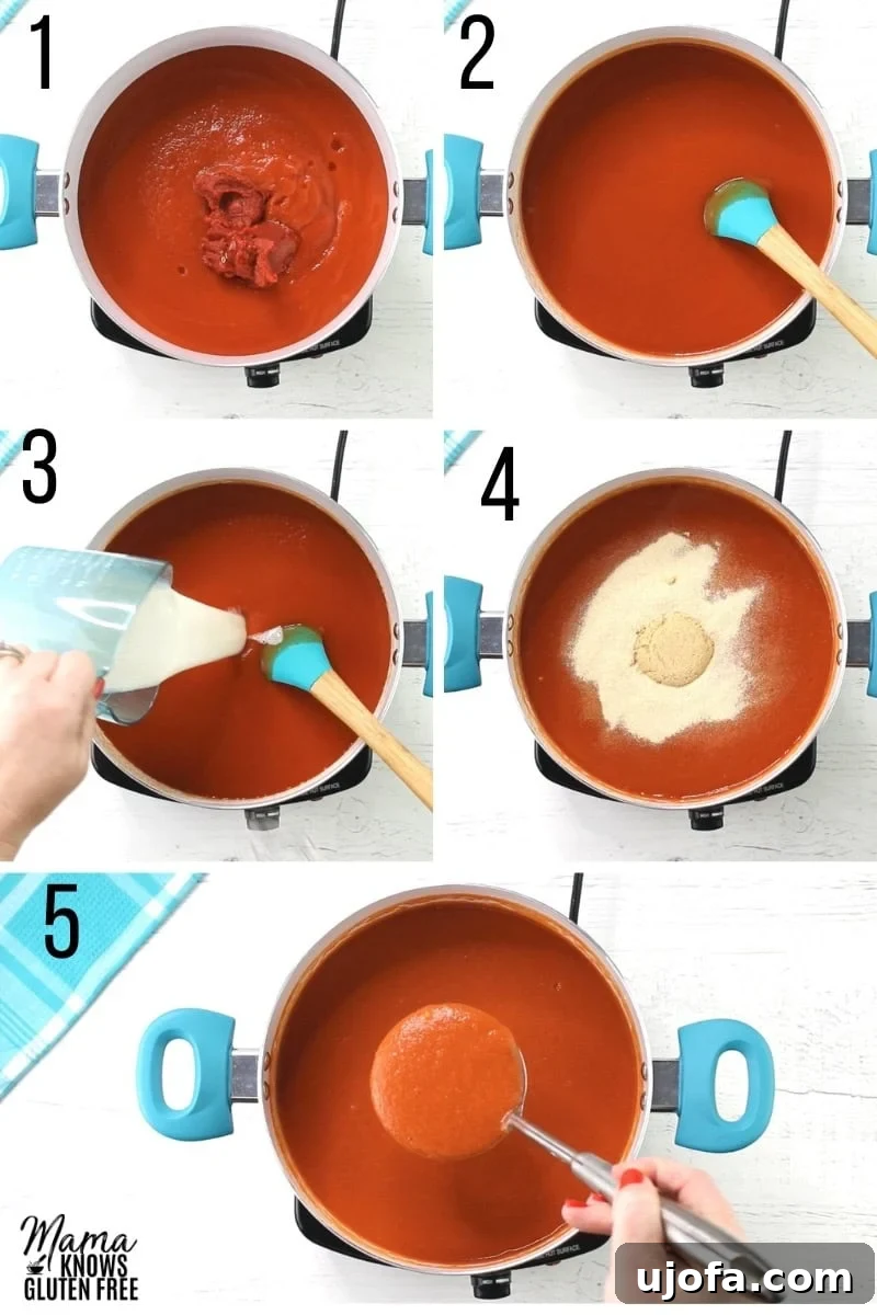 gluten-free tomato soup recipe steps photo collage