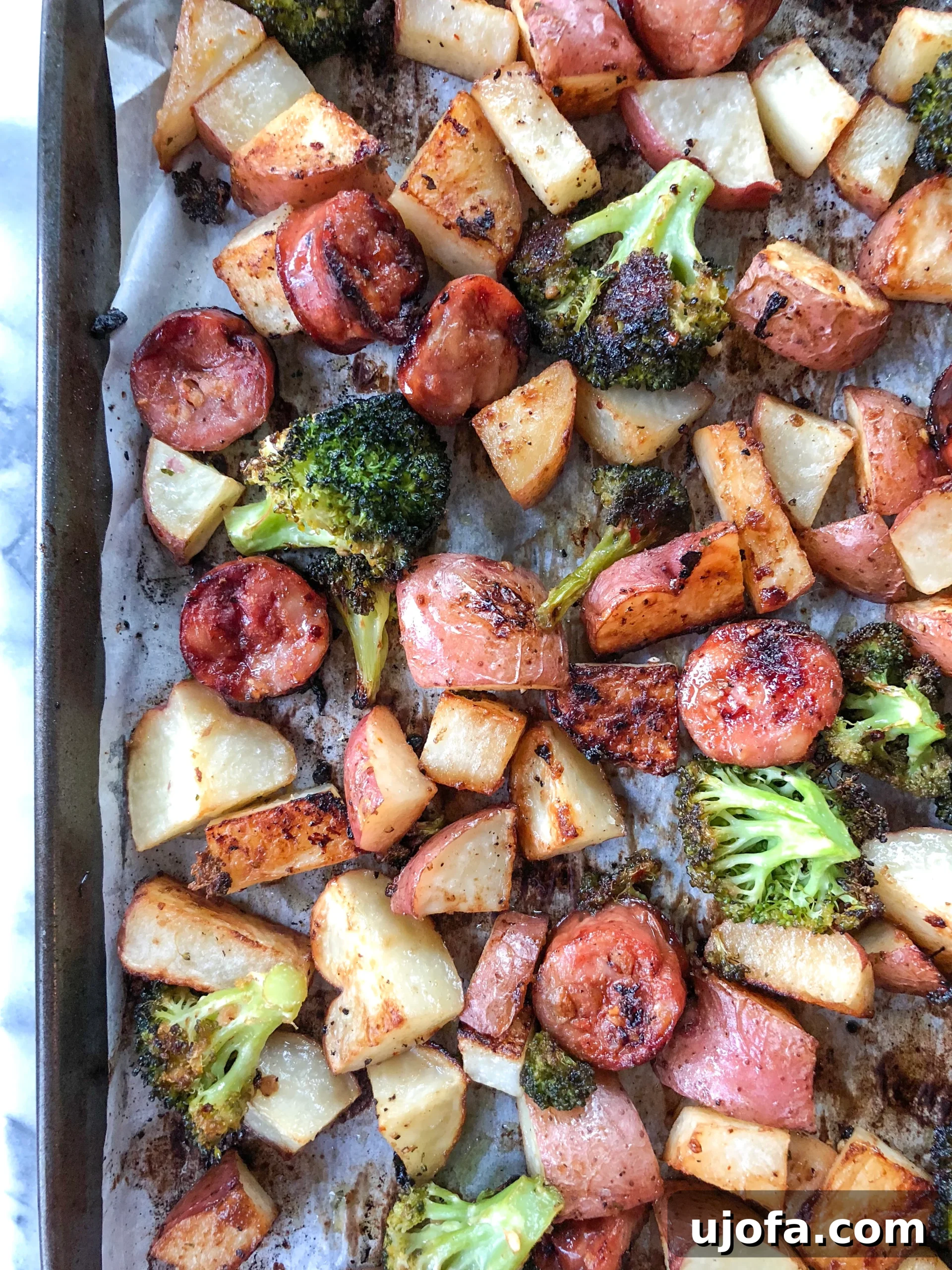 crispy sausage broccoli potatoes 