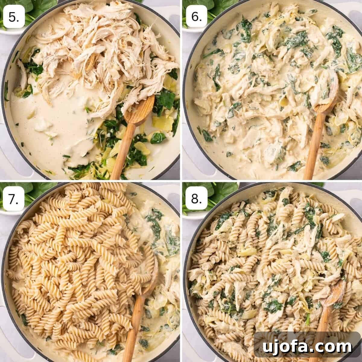 numbered step by step photos showing how to make this recipe, including blending the sauce.