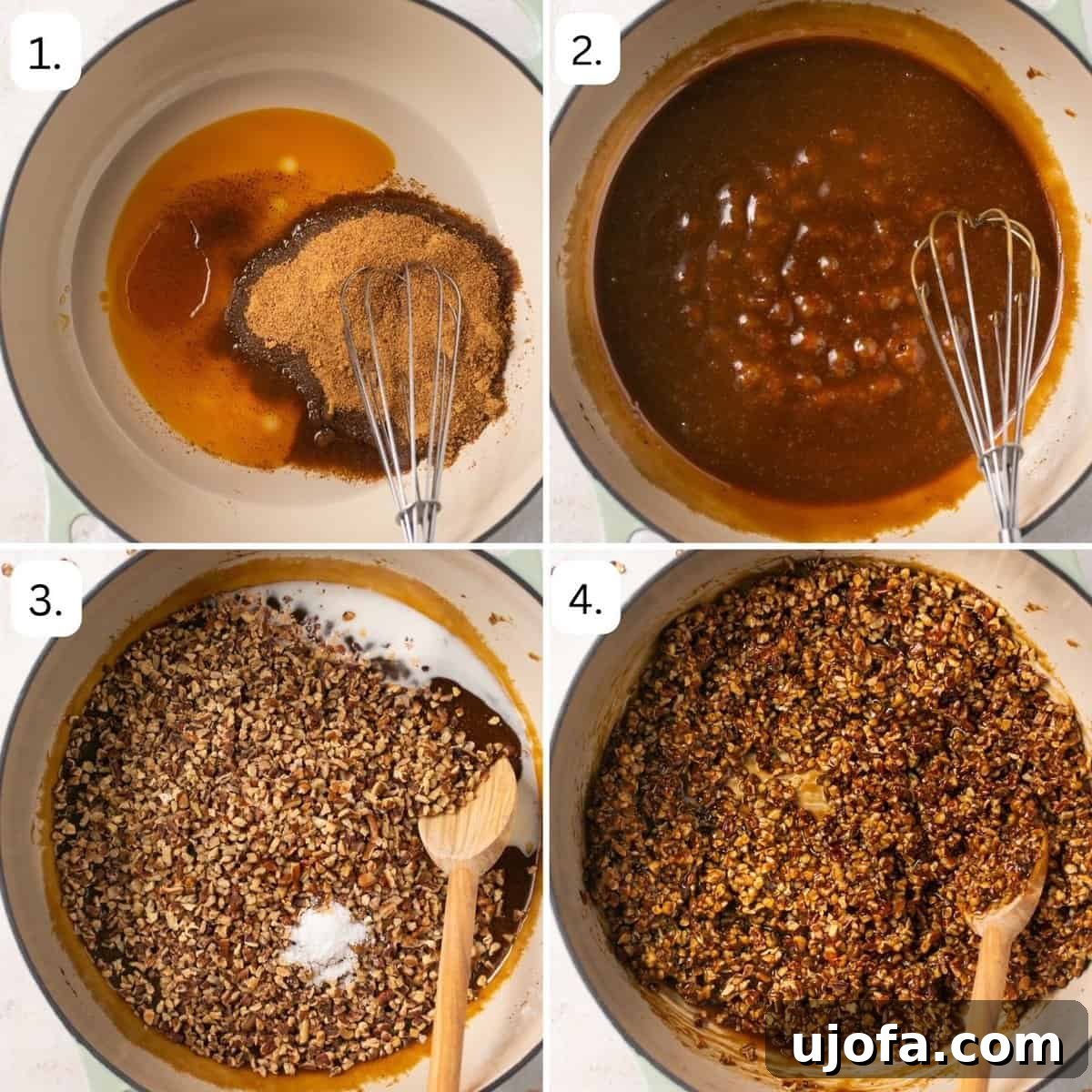 Pure Delight Gluten-Free Dairy-Free Pecan Pie No Corn Syrup 4 A series of step-by-step photos illustrating the process of making this healthy pecan pie recipe.