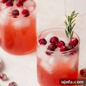 Evergreen Kiss Martini 7 Mistletoe Martini with vodka and cranberry juice, topped with cranberries and rosemary