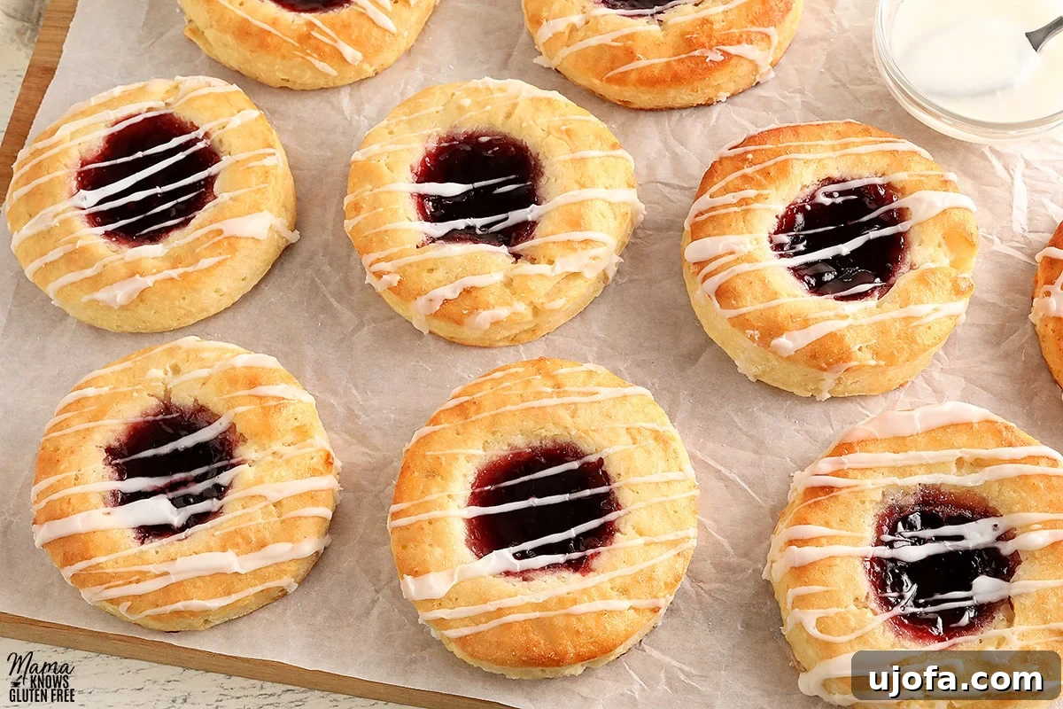 Gluten-free Danish pastries artfully arranged on parchment paper