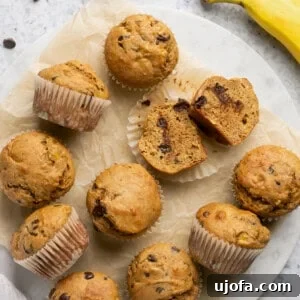 Healthy Banana Protein Muffins on parchment paper