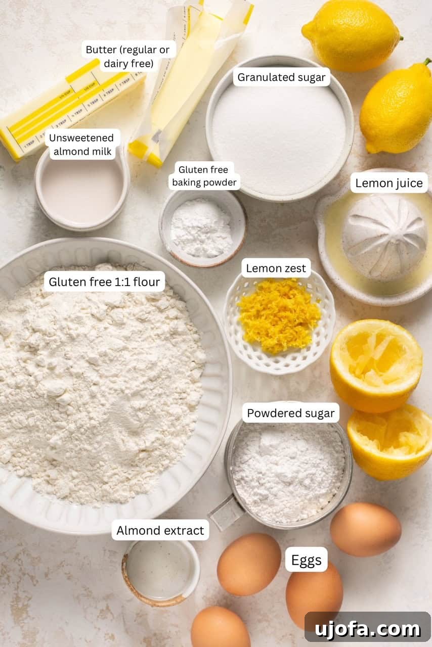 Zesty Gluten-Free Lemon Drizzle Cake 3 ingredients for lemon drizzle cake in nesting bowls