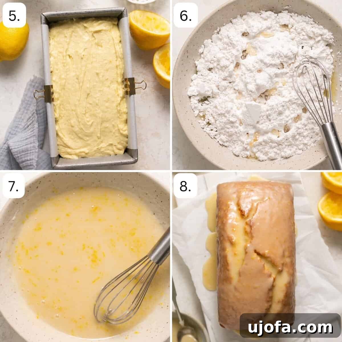 Zesty Gluten-Free Lemon Drizzle Cake 5 the last 4 steps to make lemon drizzle cake in 4 quadrants