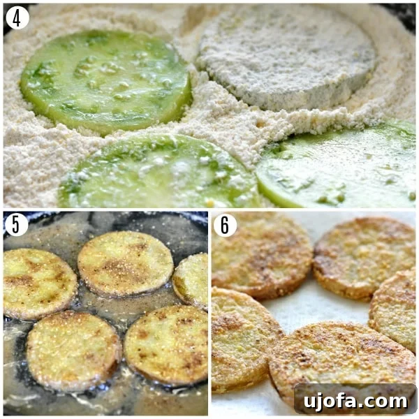gluten-free fried green tomatoes recipe steps 4-6 photo collage