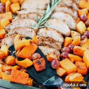 Sheet Pan Pork Tenderloin with Squash and Grapes
