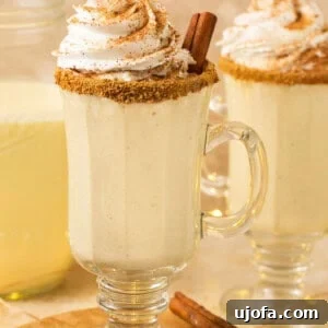 Plant-Based Eggnog 13 dairy free eggnog topped with whipped cream and a cinnamon stick