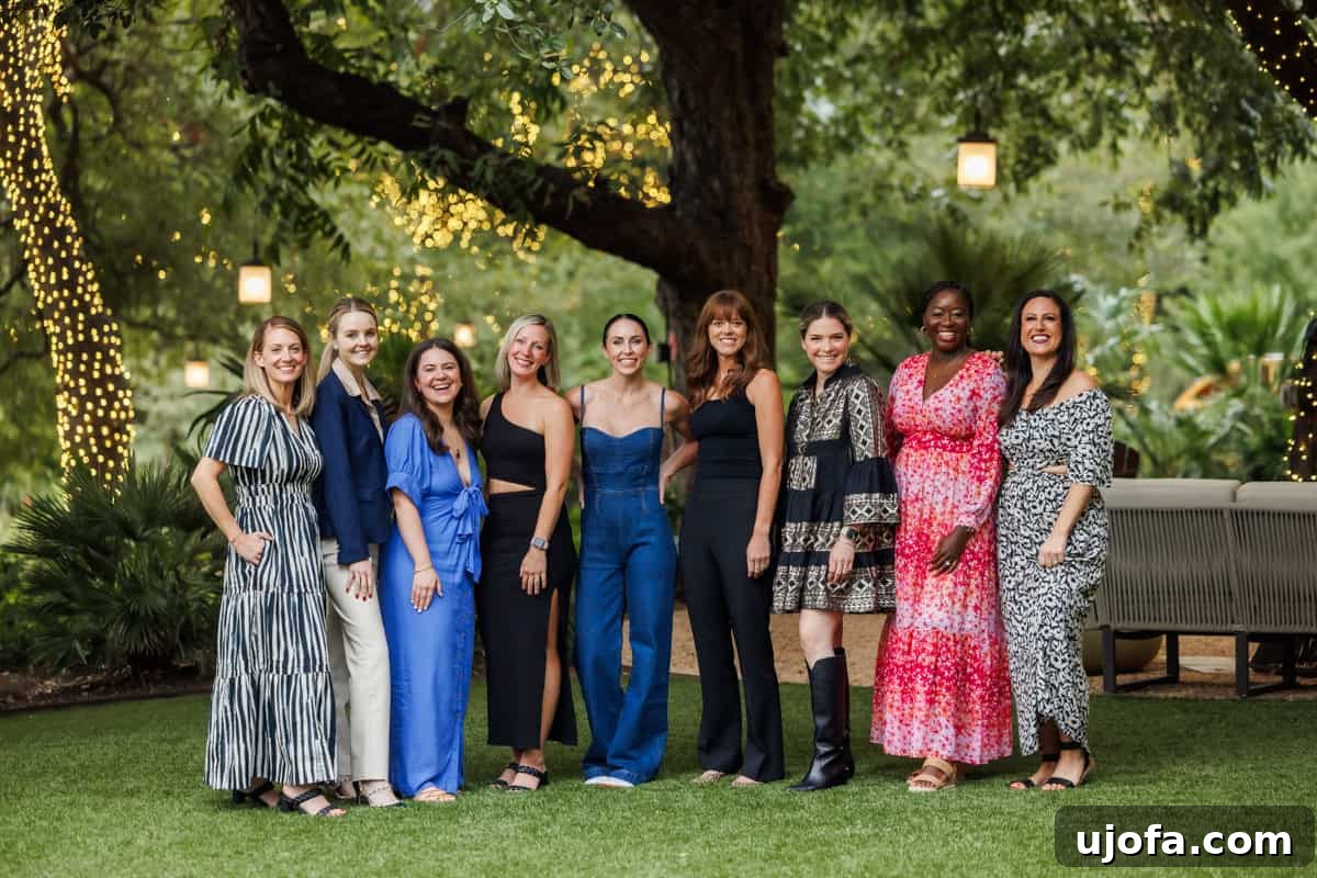Plant-Based Eggnog 6 A group of smiling bloggers gathered together at the Fresh Air Retreat Austin, fostering community and collaboration.