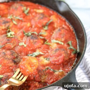 Skillet Pesto Meatball & Cauliflower Gnocchi Bake