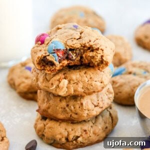 Stack of monster cookies, a delicious gluten-free treat.
