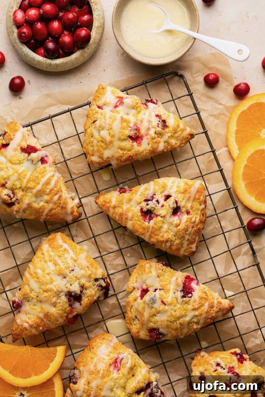 Gluten-Free Orange Cranberry Scones on a Cooling Rack