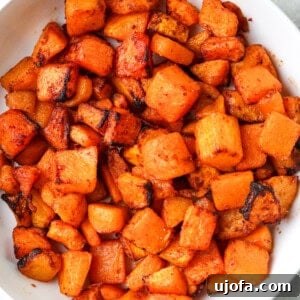 Effortless Air Fryer & Roasted Butternut Squash 9 Air fryer butternut squash in a white bowl