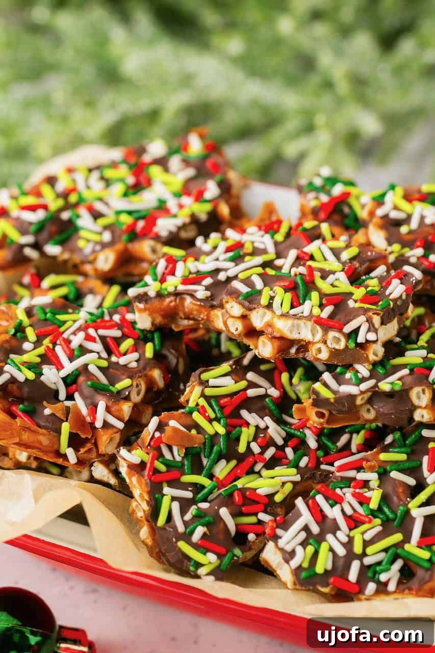 Delicious Gluten-Free Pretzel Christmas Crack on a plate, ready to be enjoyed