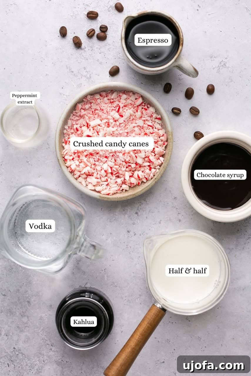 ingredients for peppermint espresso martinis