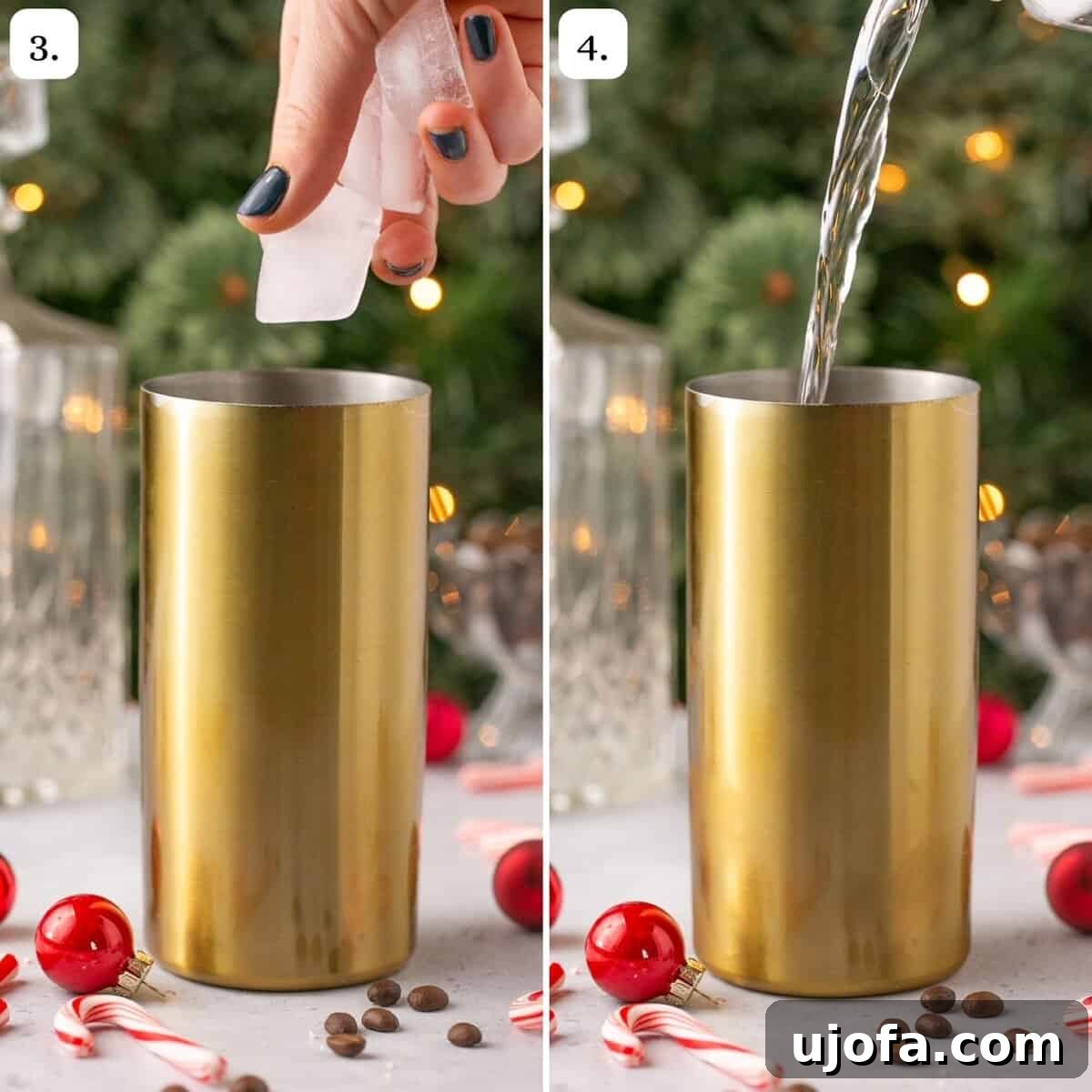 steps 3 and 4 for making peppermint espresso martinis