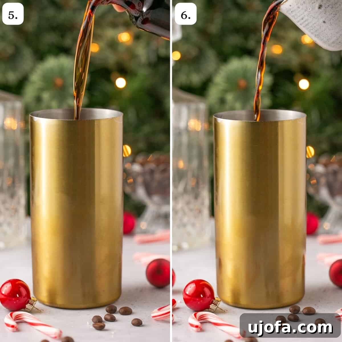 steps 5 and 6 for making peppermint espresso martinis