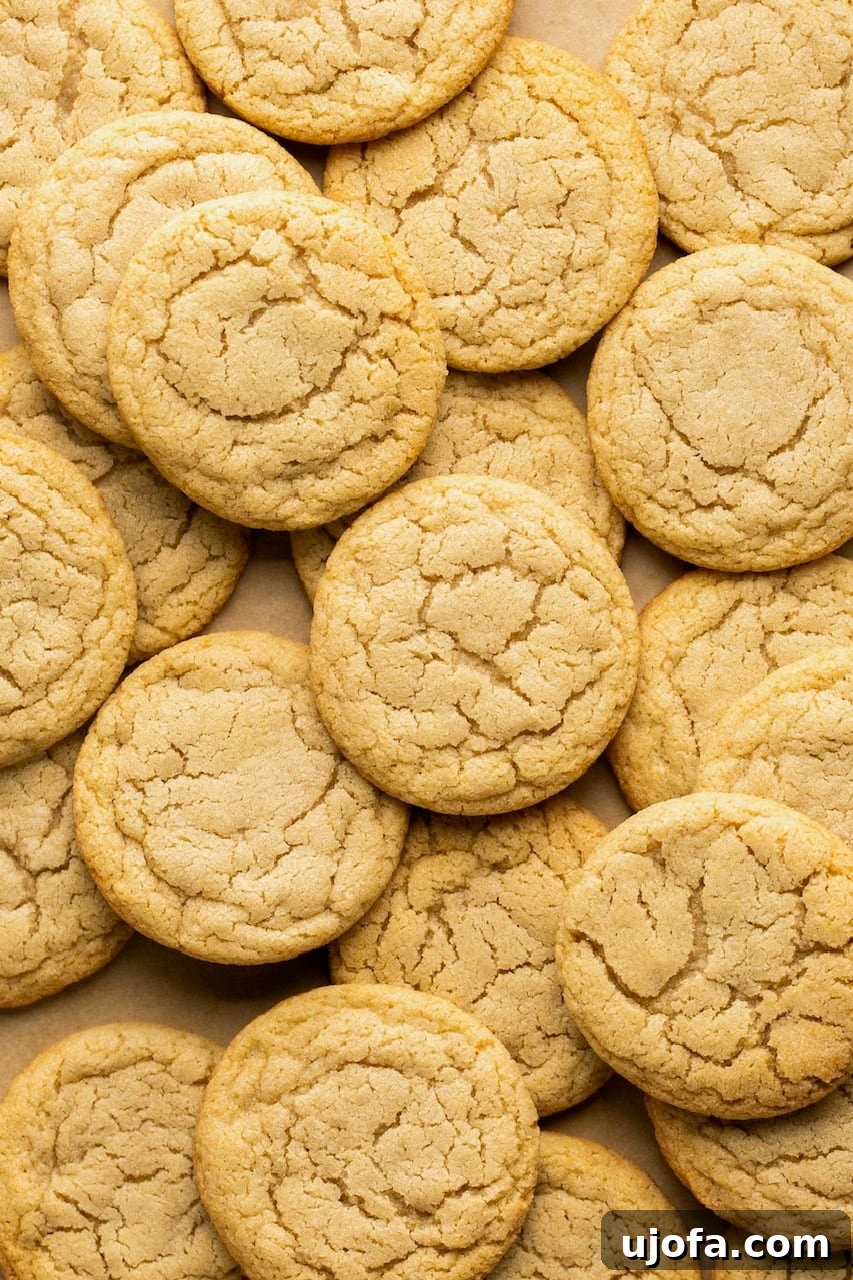 A stack of perfectly baked chipless cookies piled high on parchment paper, ready to be enjoyed.