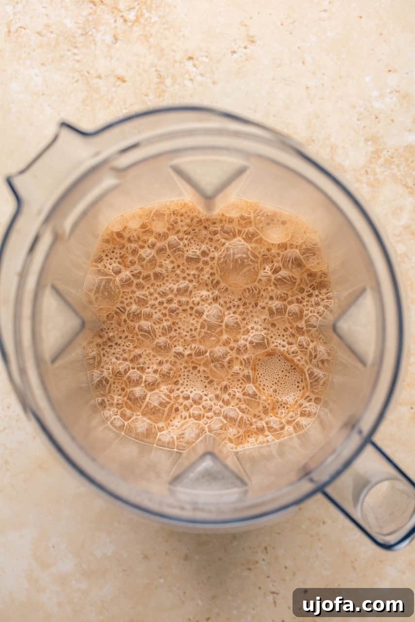 frothy hot chocolate in a blender