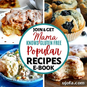 A collage of various gluten-free e-book photos from Mama Knows Gluten Free, encouraging readers to explore more content.