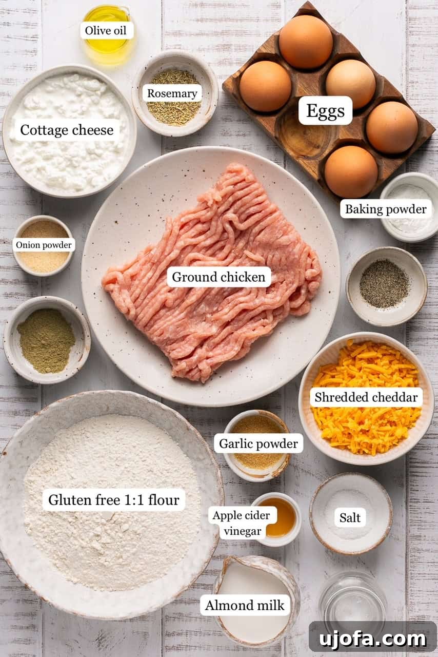 Ingredients laid out for making gluten-free protein biscuits