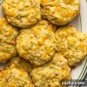 sausage and cheddar protein biscuits on a platter