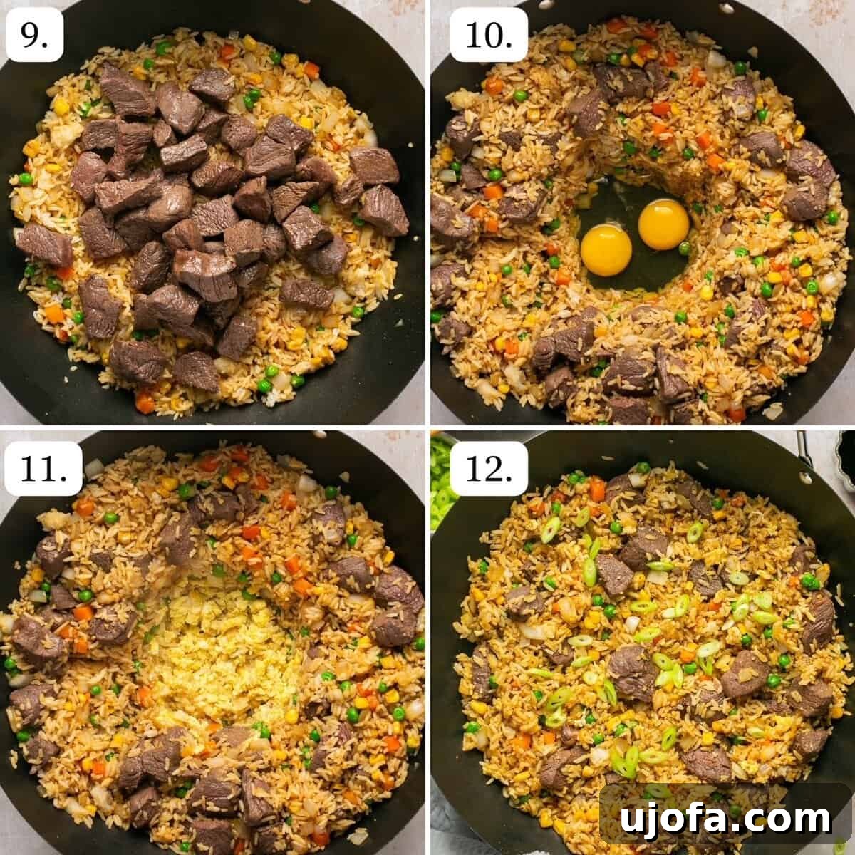 steps 9-12 for making fried rice