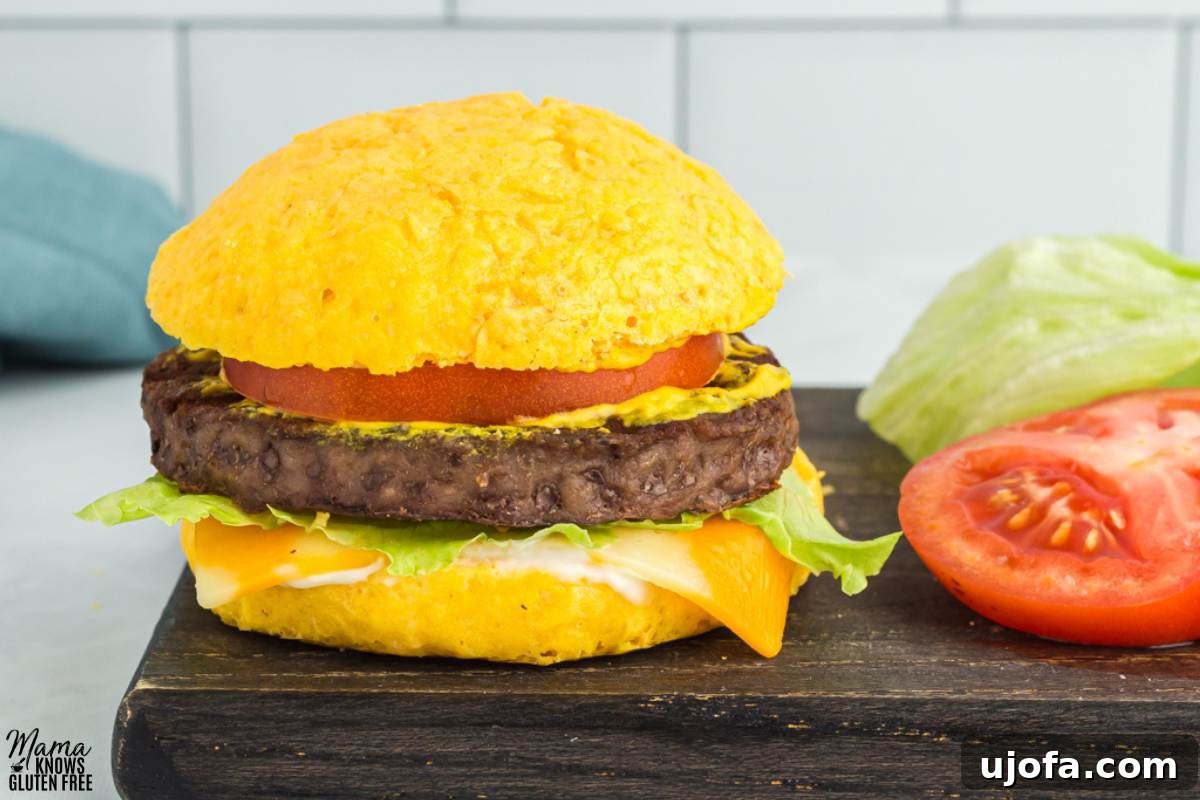 Gluten-Free Sweet Potato Rolls used as a burger bun,