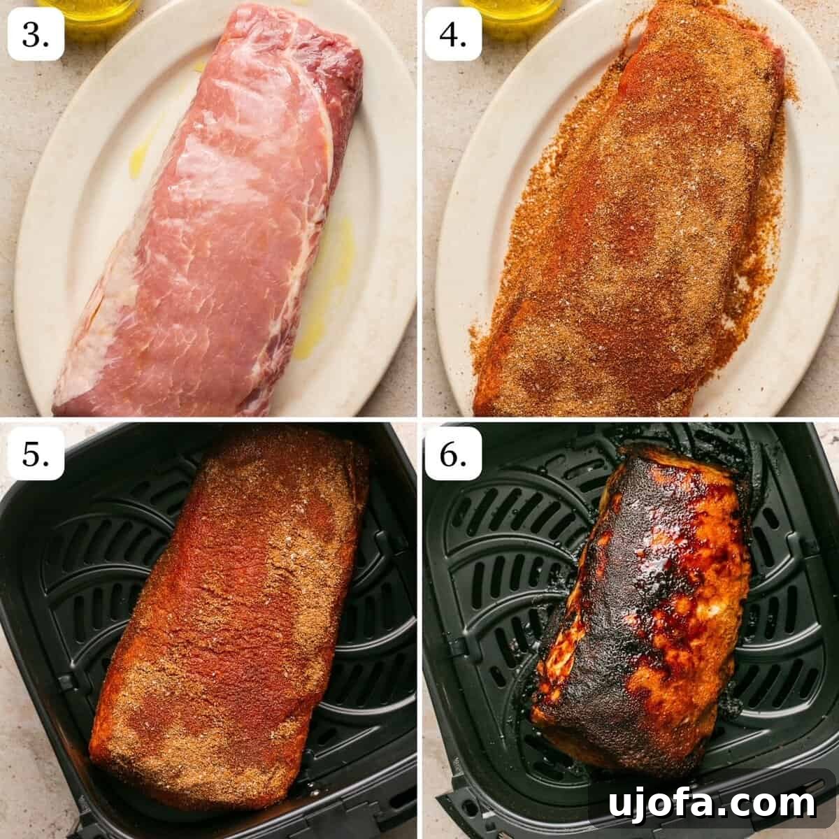 Golden Crust Air Fryer Pork Roast 5 4 steps for how to cook pork roast in the air fryer