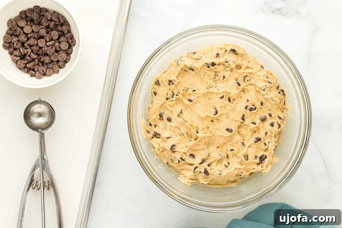 Wholesome Oat Chocolate Chip Treats 9 A bowl of oat flour chocolate chip cookie dough
