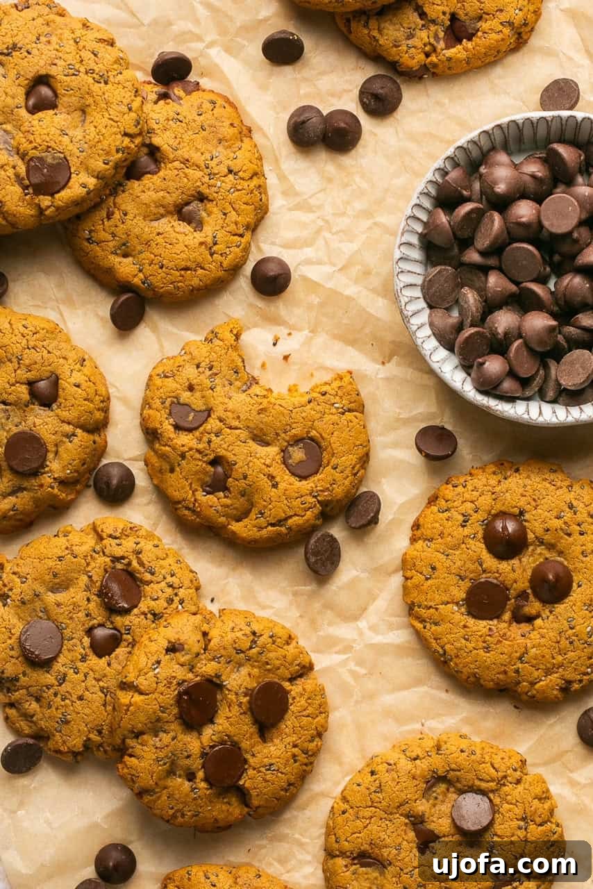 chocolate chip protein cookies on a piece of parchment paper