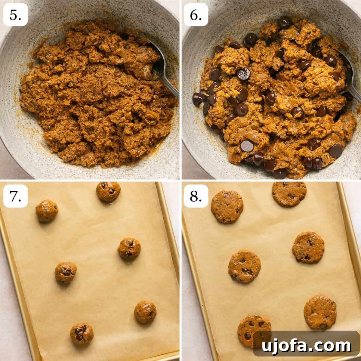 numbered step by step photos showing how to bake the cookies