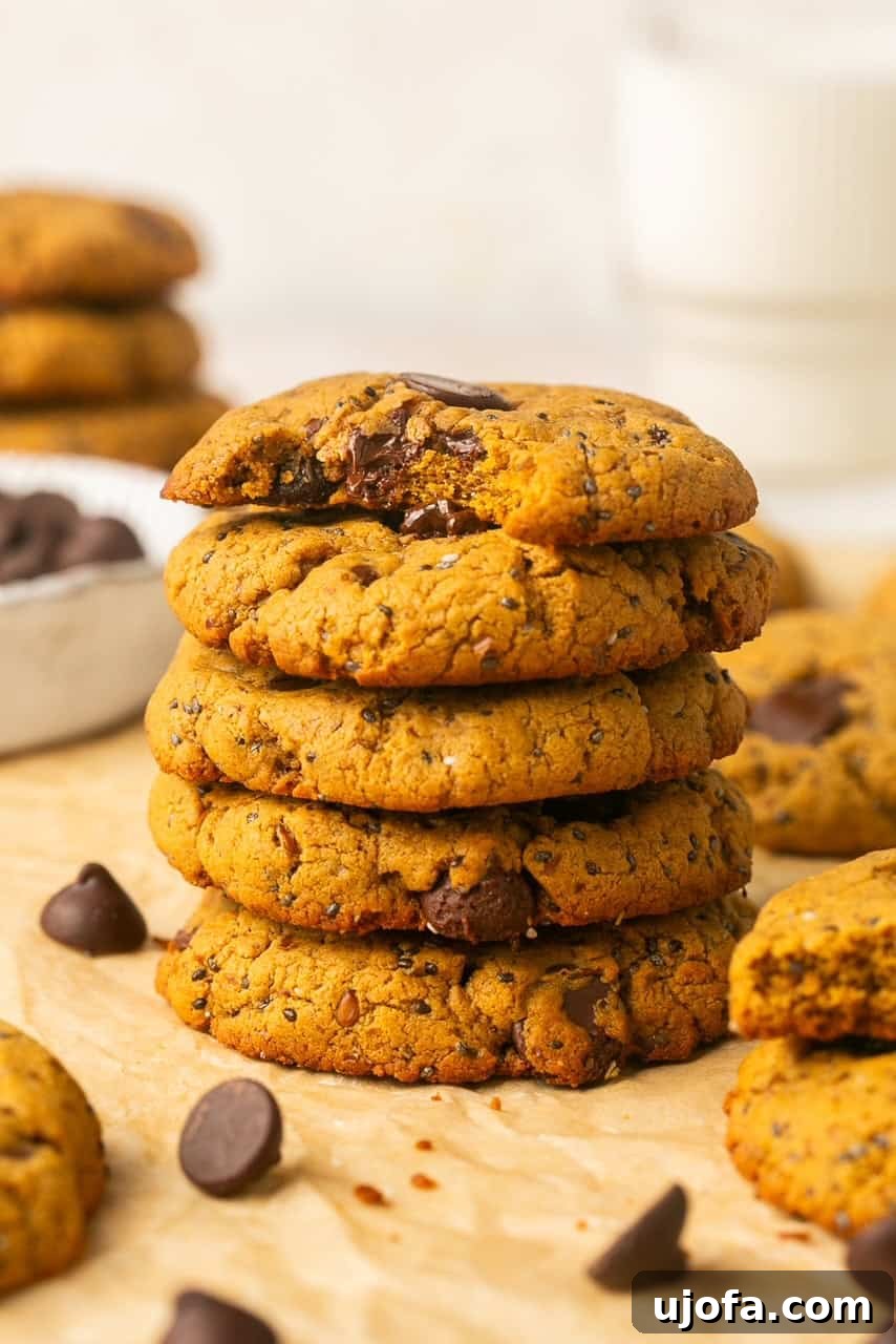 a stack of protein cookies with a bite taken out of the top cookie