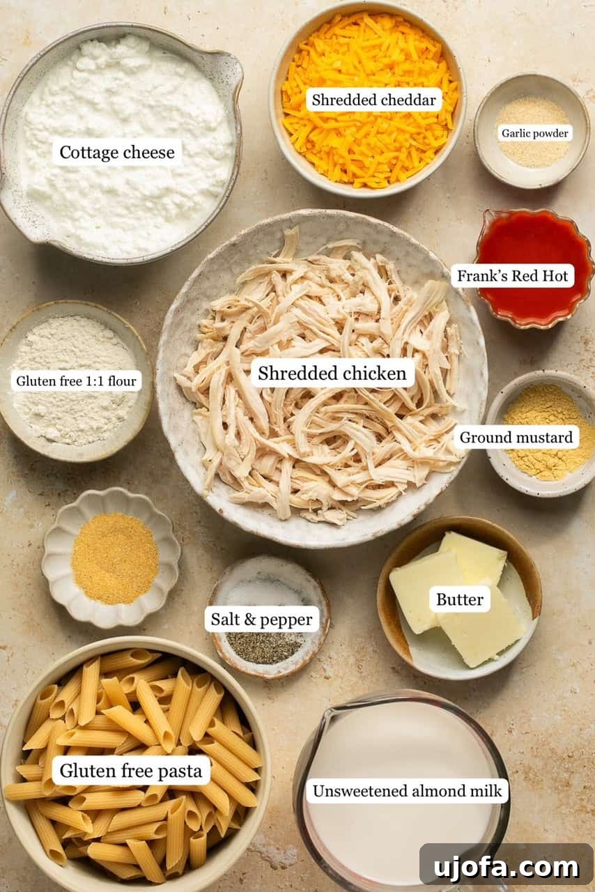 recipe ingredients in small bowls and labeled