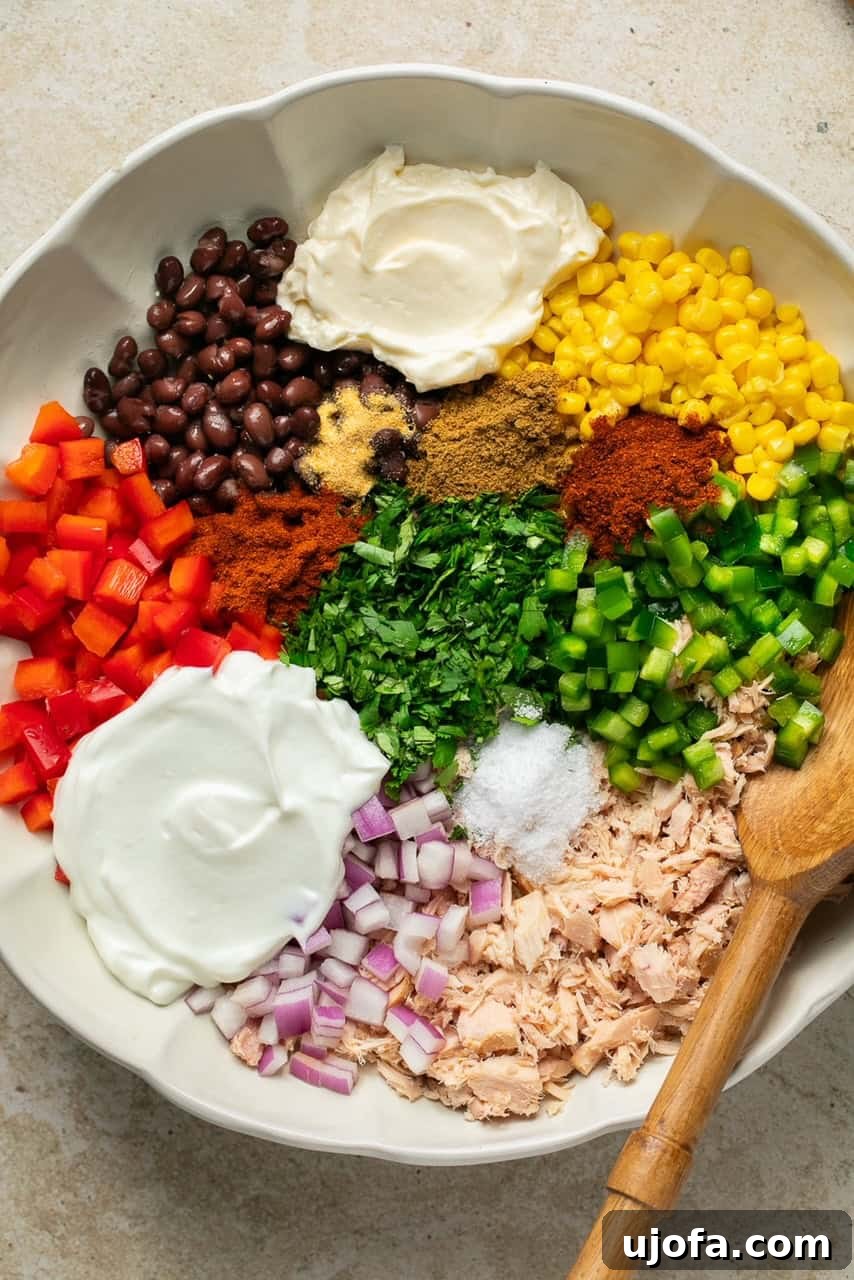 a photo of all of the ingredients in a large mixing bowl