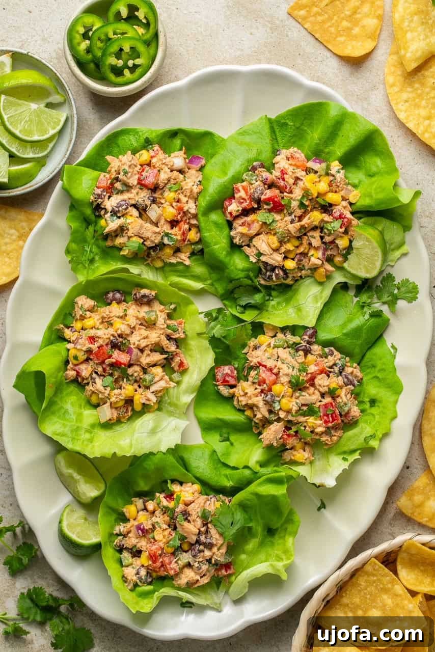 an overhead shot of lettuce cups filled with a southwest salad