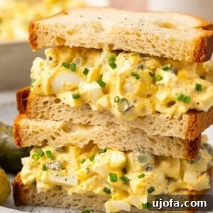 dill pickle egg salad on gluten free bread stacked