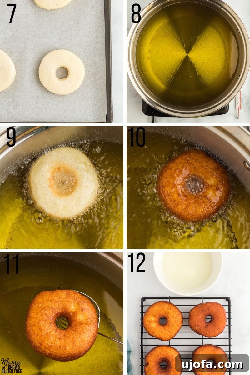 Heavenly Gluten-Free Yeast Donuts 5 Further step-by-step photos detailing the frying and finishing touches for homemade gluten-free yeast donuts.