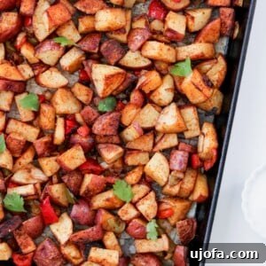 Sheet Pan Southwest Breakfast Potatoes, ready to serve