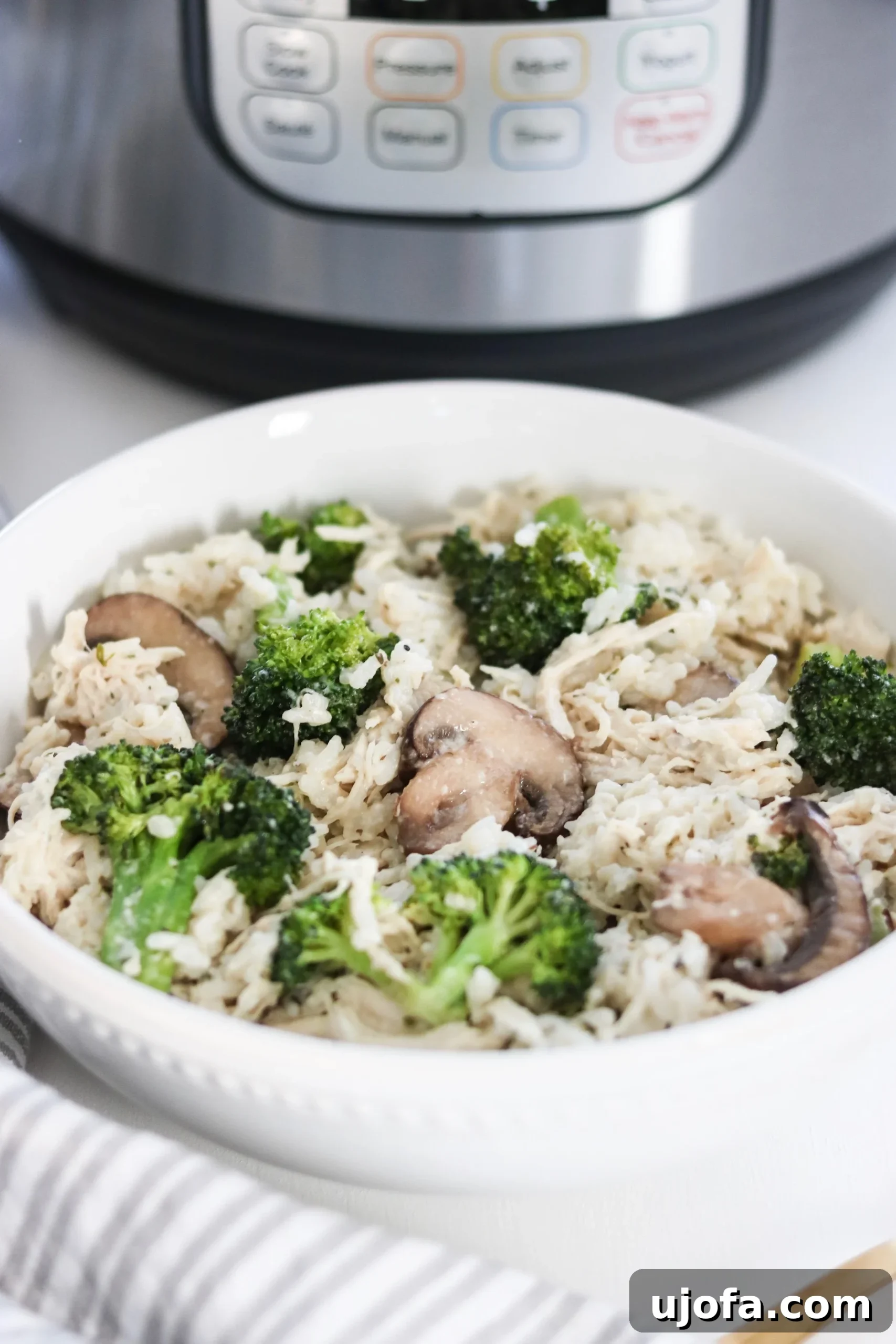 Instant Pot içinde pişen tavuklu brokoli ve pirinç güveci
