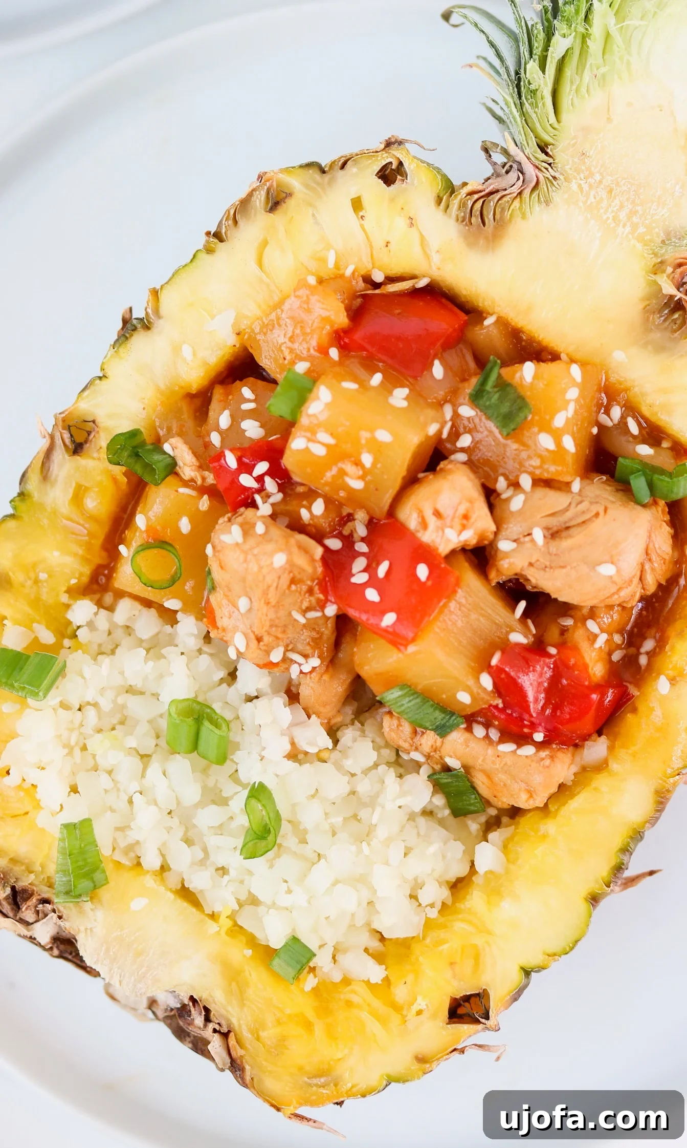 Close-up of tender Hawaiian Chicken, a perfect Whole30 meal