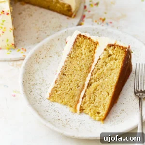 Featured image of a frosted gluten-free vanilla cake.